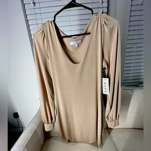Tan long sleeve mini dress